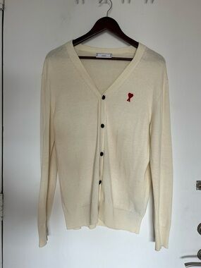Ami Cream Merino Wool Cardigan